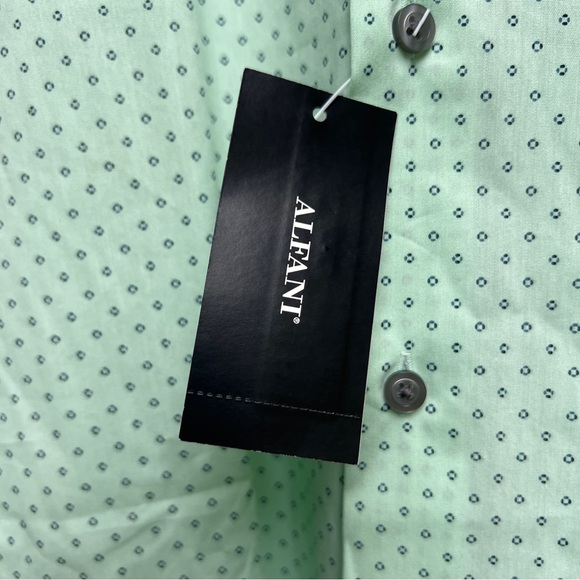 Alfani Mens Dress Shirt Medium M Pinflower Geo Print Button Down Mint - Picture 6 of 12